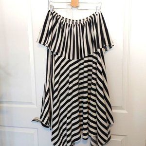 Shein black and white stripe off shoulder dress 3x 4x Beetlejuice Punk Goth